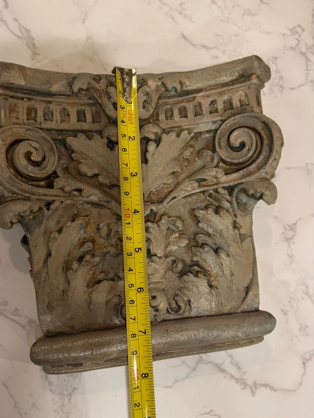 Pair Corinthian Wall Shelves Corbels Faux Stone Architectural Neoclassical Decor